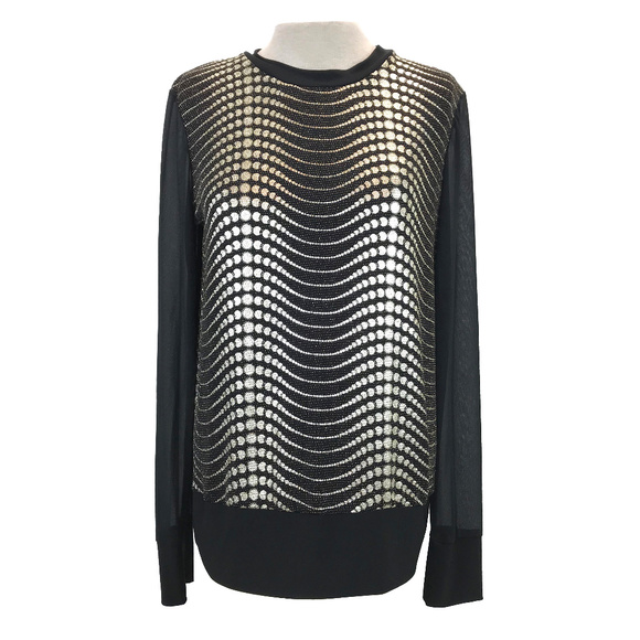 Frank Lyman Design Tops - Frank Lyman Black Gold Metallic Popover Blouse 14